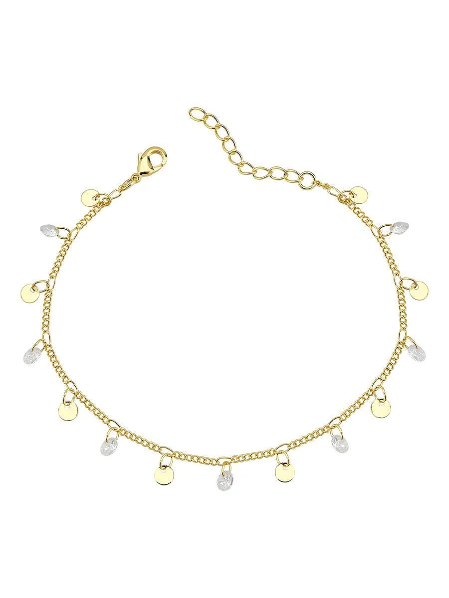 Pulseira Moedinha com Zircônia | Banhado a Ouro