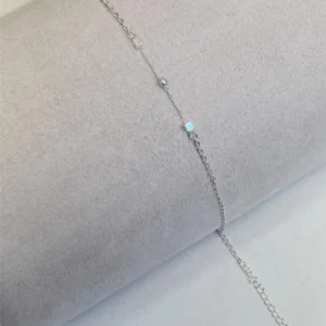 Tornozeleira Pérola e Quadrado | Banho de Prata