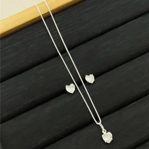 Conjunto Ponto de Luz de Coração Incolor | Prata 925
