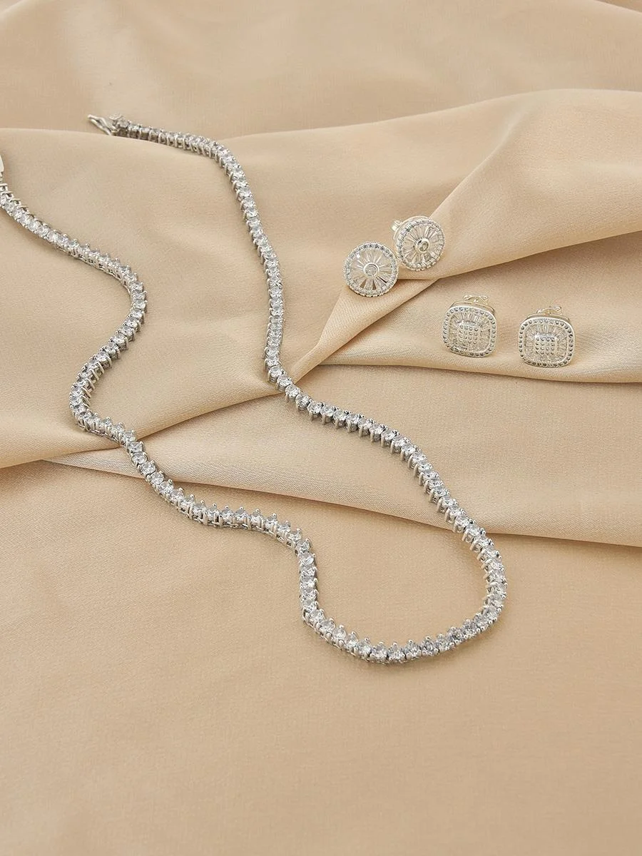 Colar Riviera Incolor | Banhado no Ródio Branco