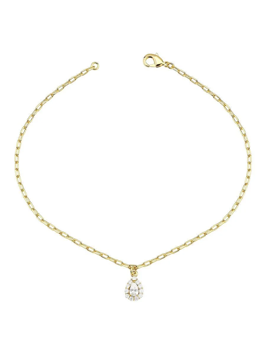 Tornozeleira Gota Cravejada | Banhado a Ouro