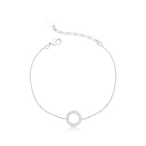 PULSEIRA REDONDO VAZADO CRAVEJADO RENOVO - RÓDIO BRANCO CRISTAL