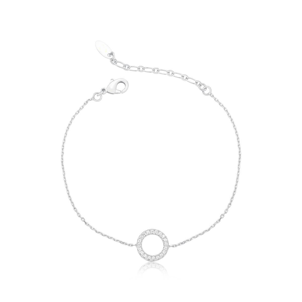 PULSEIRA REDONDO VAZADO CRAVEJADO RENOVO - RÓDIO BRANCO CRISTAL