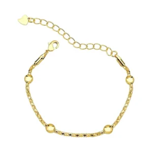 Pulseira Vazada com Bola Lisa | Banhado a Ouro