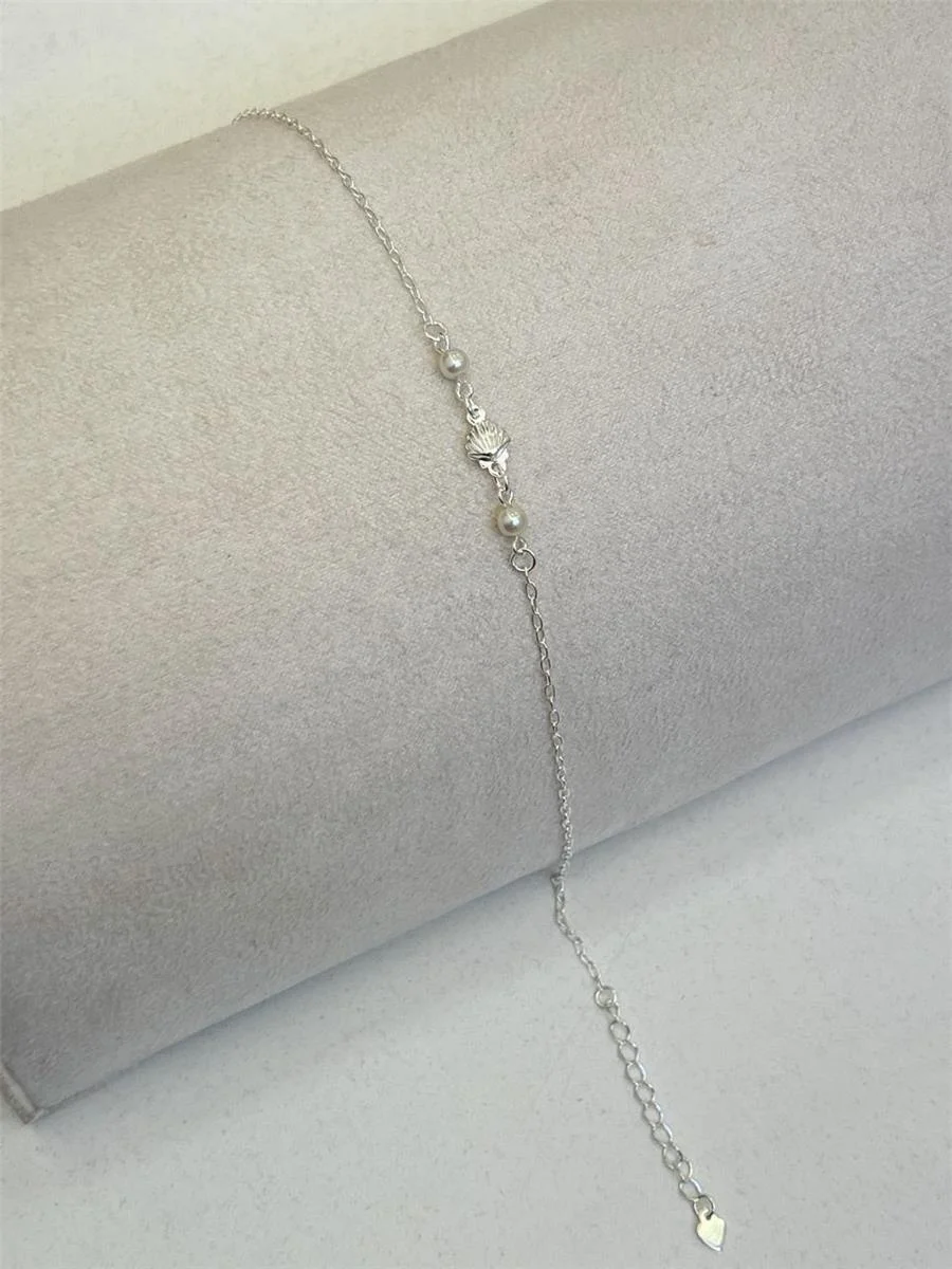 Tornozeleira Pérola e Concha | Banho de Prata